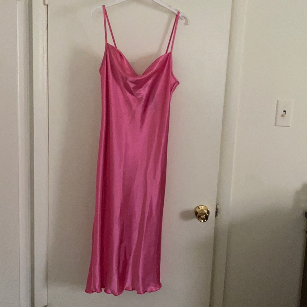 Bebe pink silk midi dress